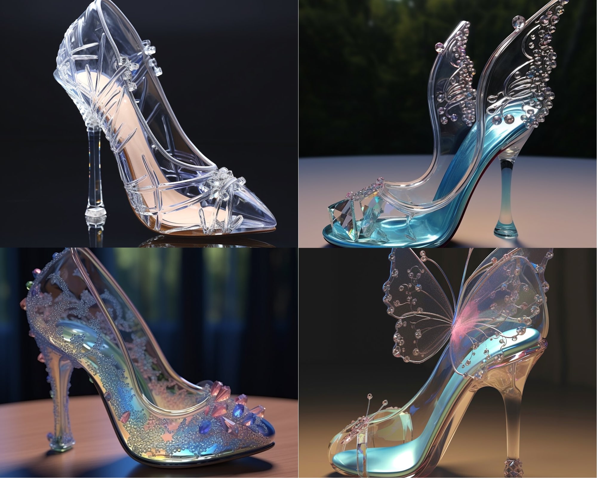 Cinderella Transparent Crystal Wedding Shoes 2023 8 cm Stiletto Heels  Pointed Toe Wedding Pumps High Heels